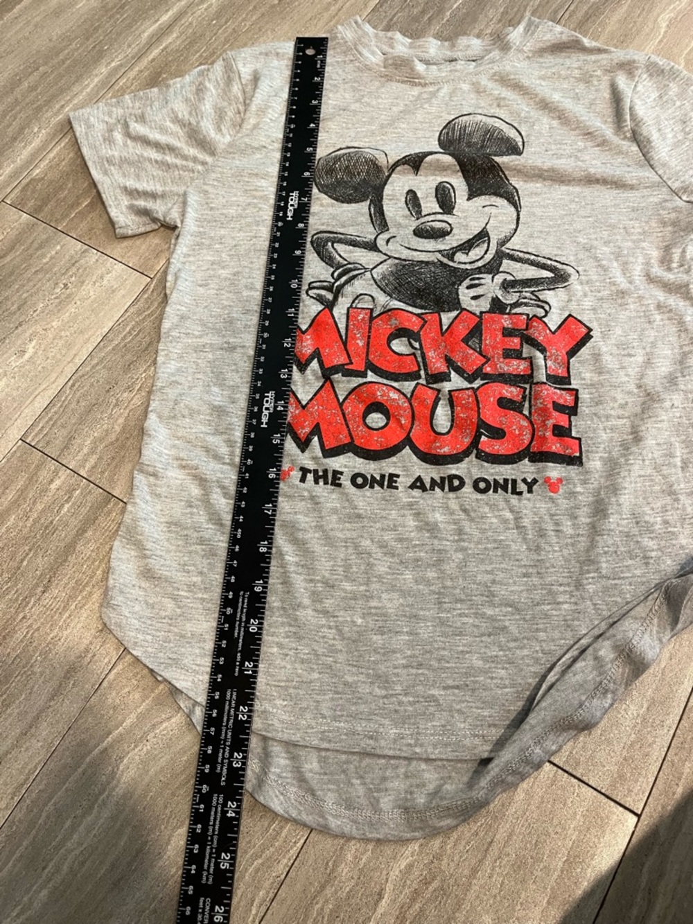 New Nwt Disney Womans Small Mickey Mouse t-shirt Top gray distressed super soft - Picture 7 of 7